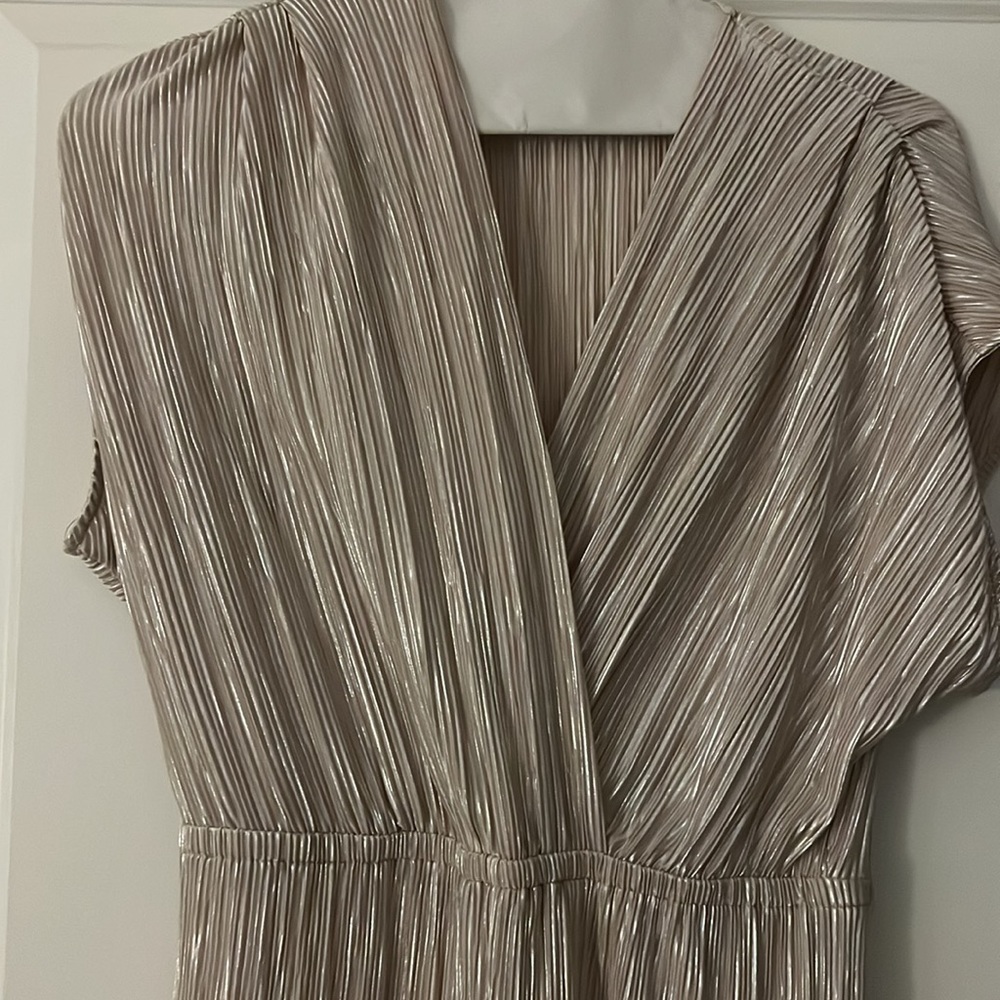 Pleated Metallic Jumpsuit - Holiday / New Years Eve Outfit - Picture 4 of 4